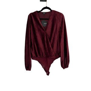 Mittoshop Wine V Neck Long Sleeve Bodysuit Size Large New‎ with Tags